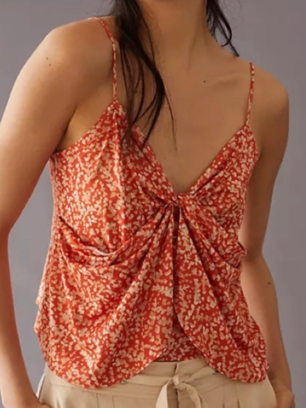 NWT Anthropologie Women's Twist Cami Orange Mot - size S